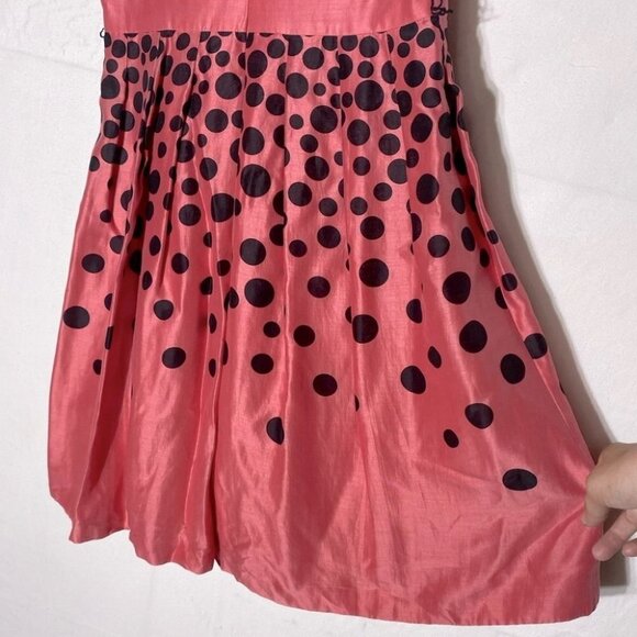 Vintage Kay Unger Pink Coral Polka Dots Midi Dress 8 - Picture 11 of 14